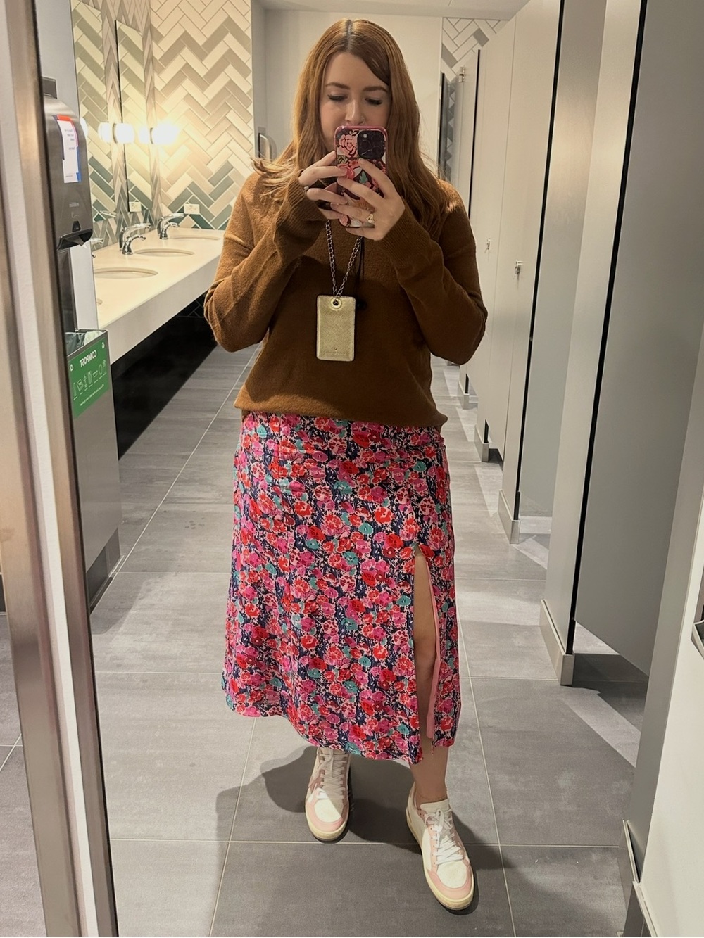 Anthropologie The Lille Side-Slit Midi Skirt by Maeve Pink Floral Size 14